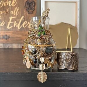 Beautiful Mystery Jar With Gold Accented Pieces
